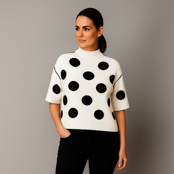 Turtle Neck Luxury 1/2 Sleeve Jumper with Large Spots