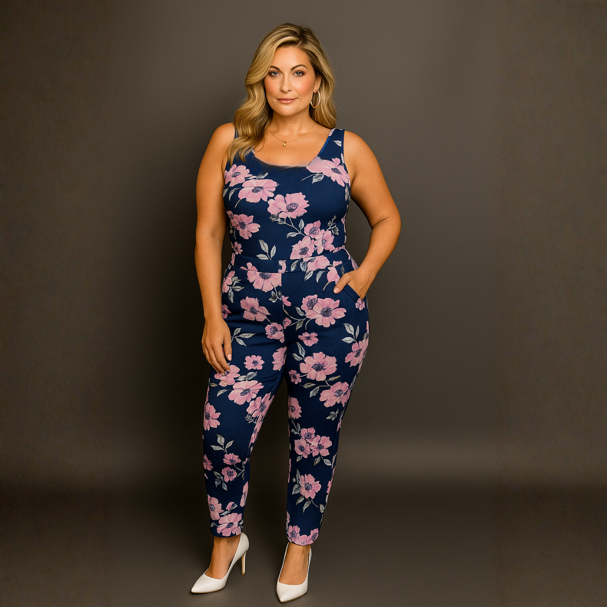 Floral Sleeveless Elasticated Waist Jumpsuit