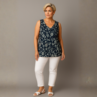 Sleeveless Pleated v-neck blouse lined vest top