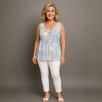 Sleeveless Pleated v-neck blouse lined vest top