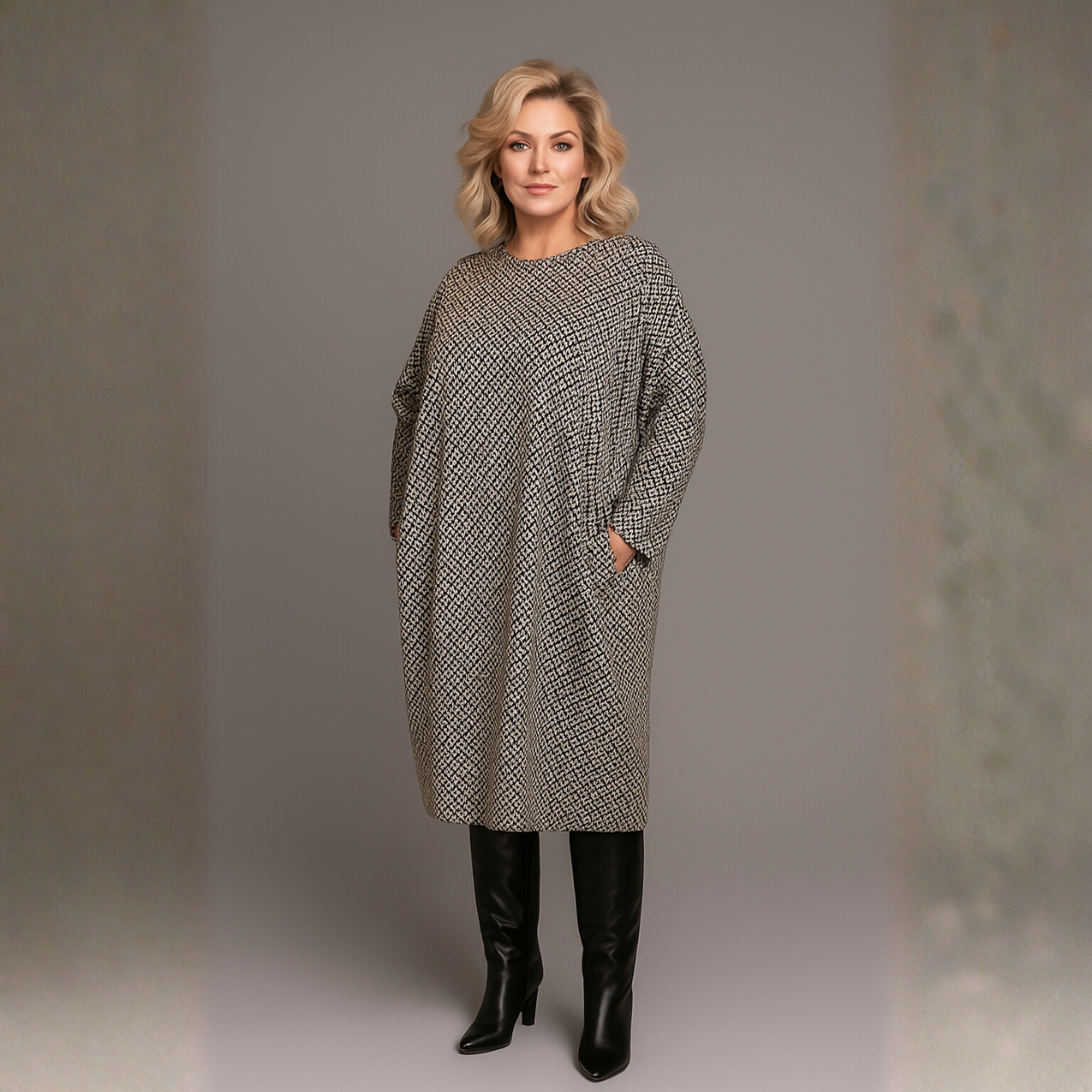 Grey Diamond Thick Pocket Dress