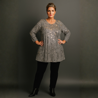 Grey Bronze 3/4 Sleeve Swing Top