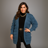 Tassel Covered Open Front Duster Cardigan