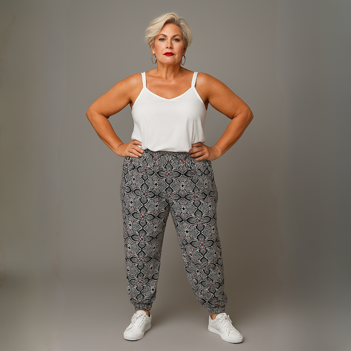 High Waist Multi Tile Print Ali Baba Harem pants trousers plus size