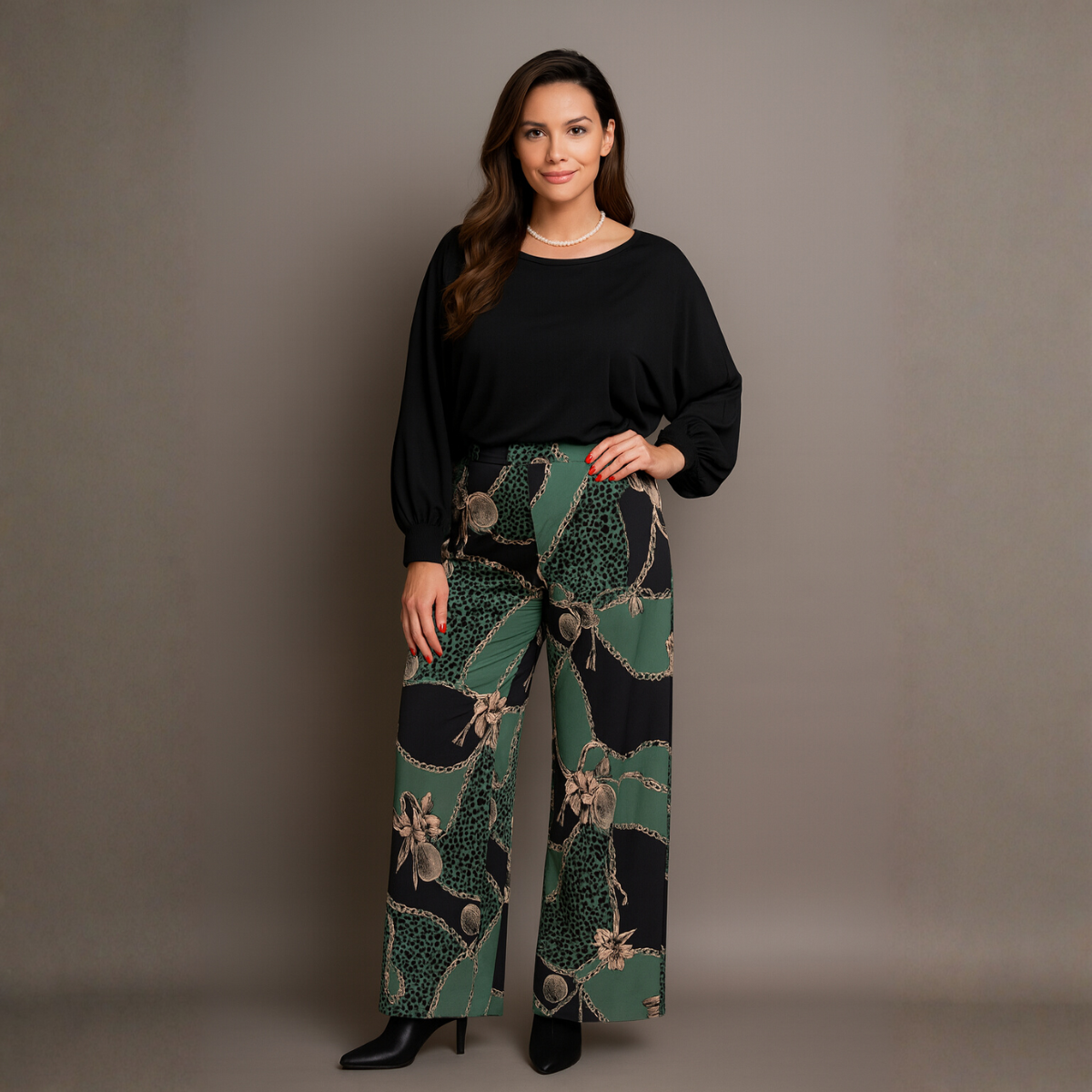 Chain Print Wide Leg Palazzo Pants
