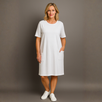 Short Sleeve Straight Cut Dress with Front Pockets