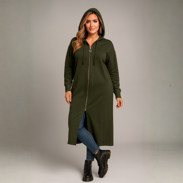 Long Duster Zip Up Hoodie Jacket