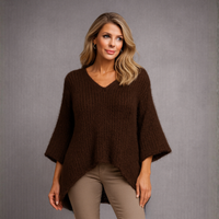 Luxury Soft Knitted V-Neck Jumper with Hanky Hem