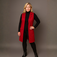 Sleeveless Open Front Long Length Blazer