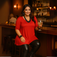 3/4 Button Sleeve Sleeve Swing Top