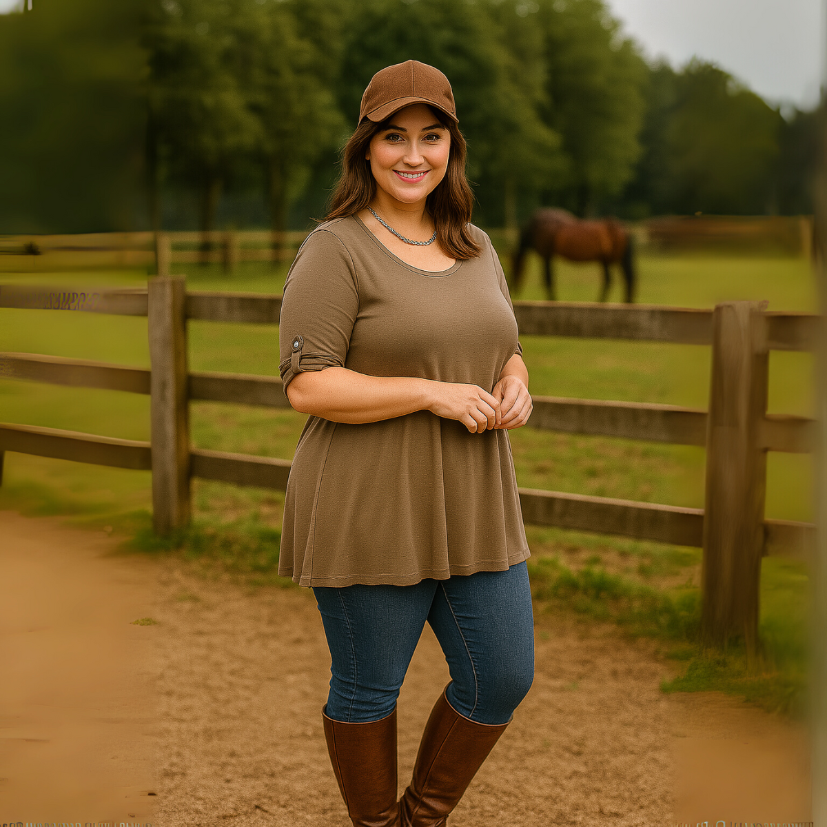 3/4 Button Sleeve Sleeve Swing Top