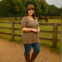 3/4 Button Sleeve Sleeve Swing Top