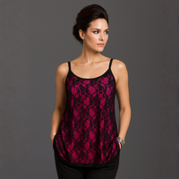 Black Lace Cami Vest / Swing Top with Co-ordinating Lining