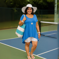 Plain Short Sleeve Hanky Hem Swing Top