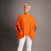 Oversized Slash Neck Top with Side Pockets