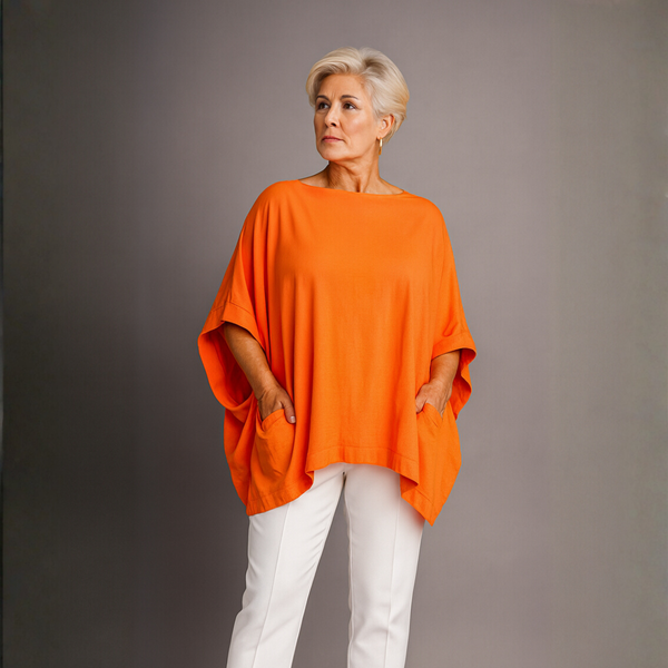 Oversized Slash Neck Top with Side Pockets