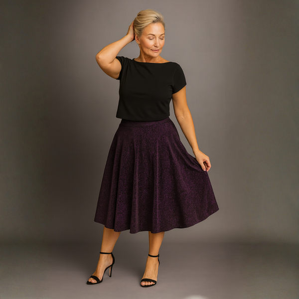 Sparkly Elastic Waist A-Line Swing Skirt