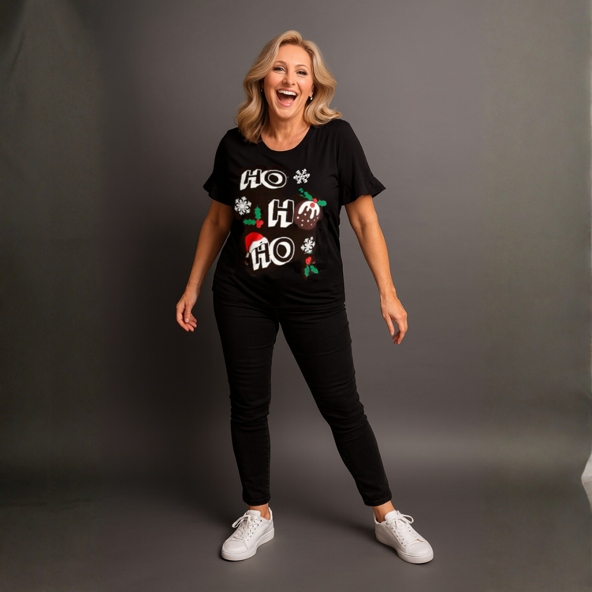HO HO HO CHRISTMAS SHORT SLEEVE TOP /  T-SHIRT