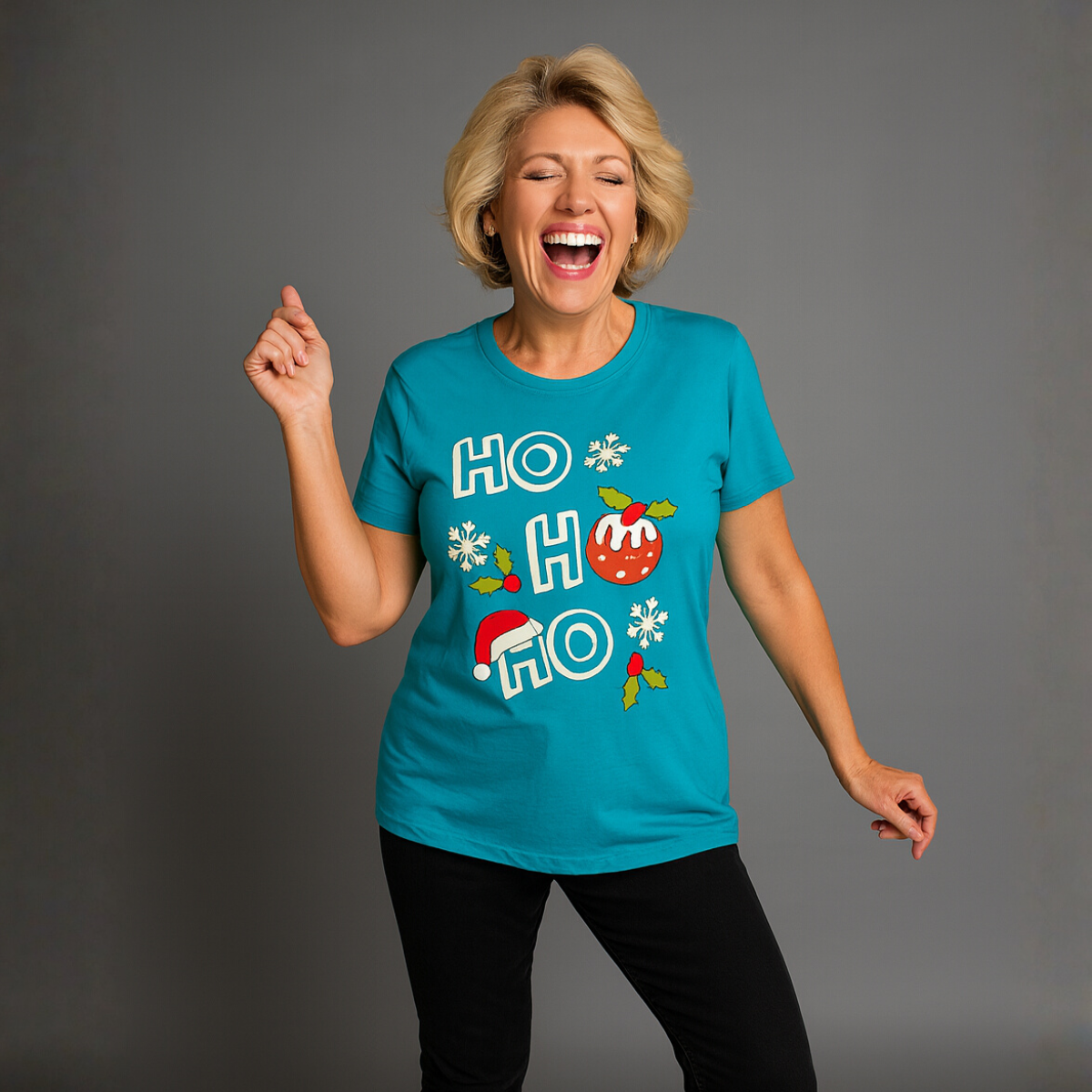 HO HO HO CHRISTMAS SHORT SLEEVE TOP /  T-SHIRT