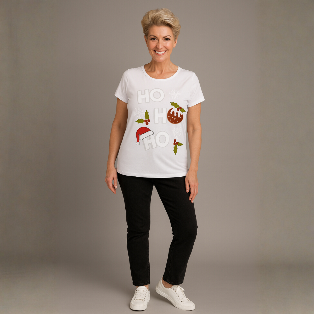 HO HO HO CHRISTMAS SHORT SLEEVE TOP /  T-SHIRT