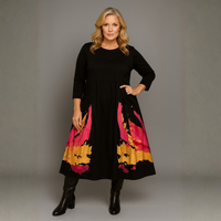 Black Paint Splash Dress with Drawstring Pocket