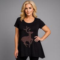 Studded Reindeer Christmas Swing Top