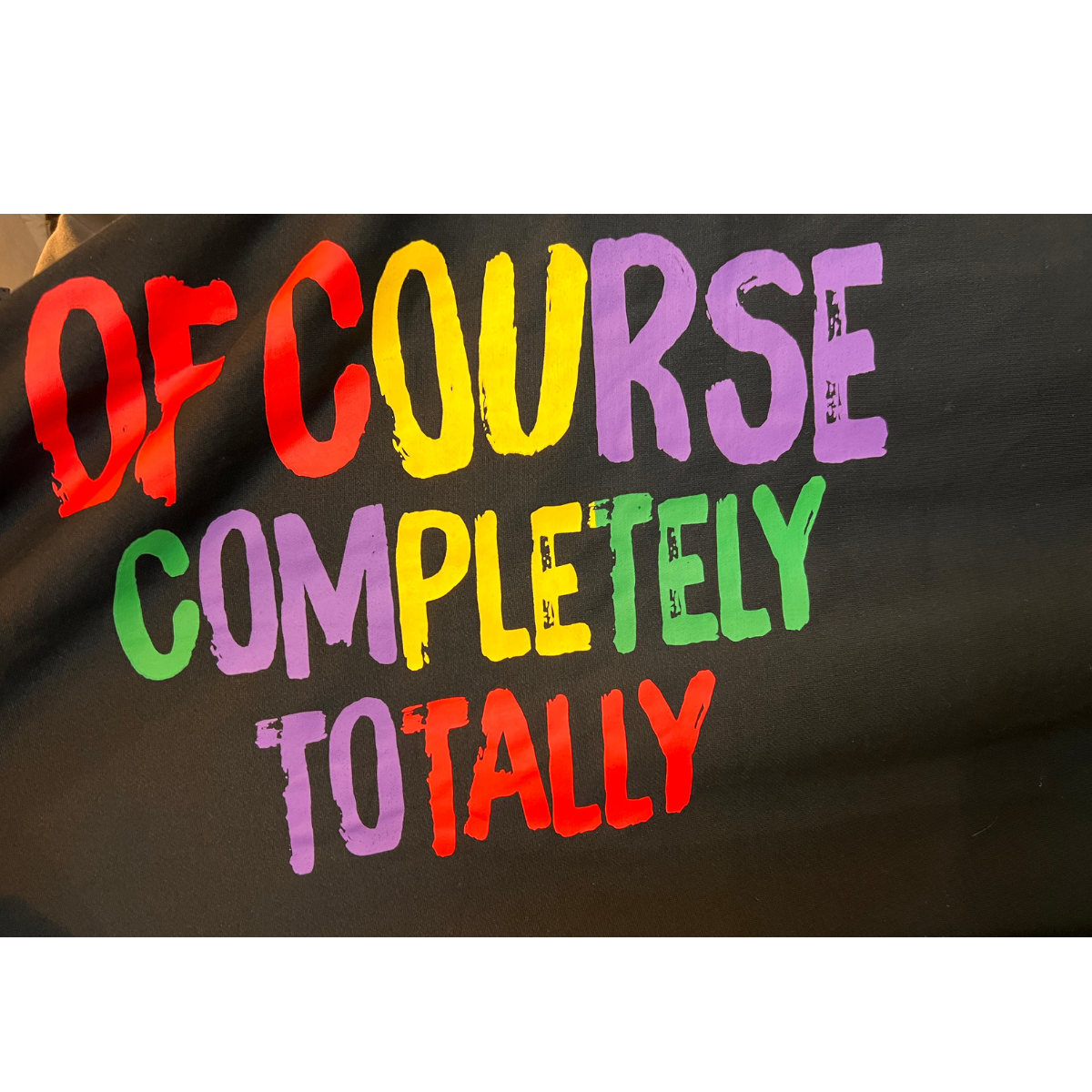 Black Jersey Dress With Cotton Overlay and Bold Writing