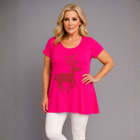 Studded Reindeer Christmas Swing Top