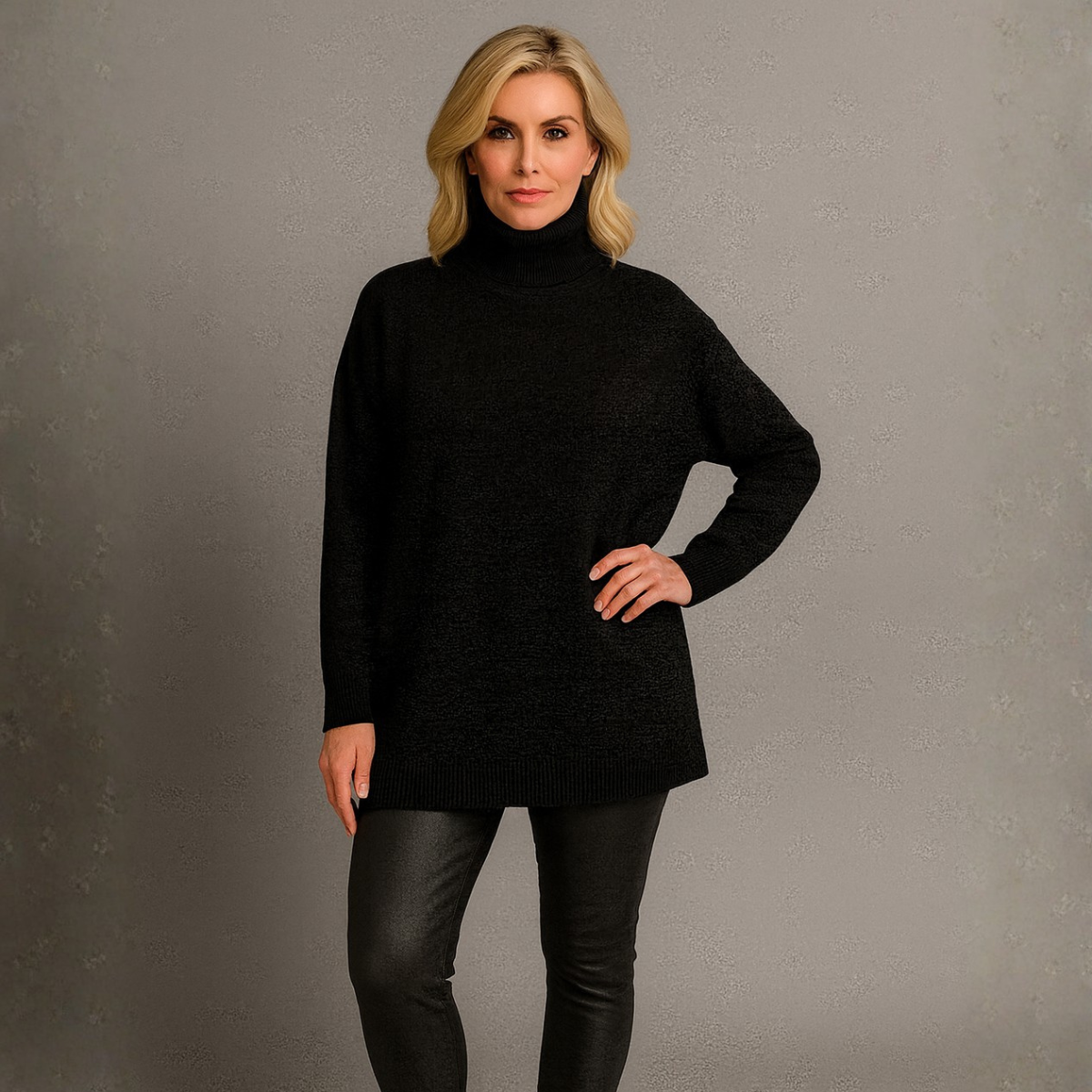 Polo Neck Drop Shoulder Jumper