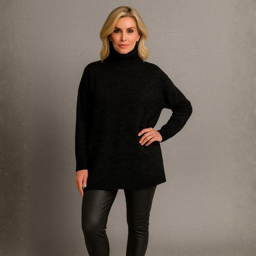 Polo Neck Drop Shoulder Jumper
