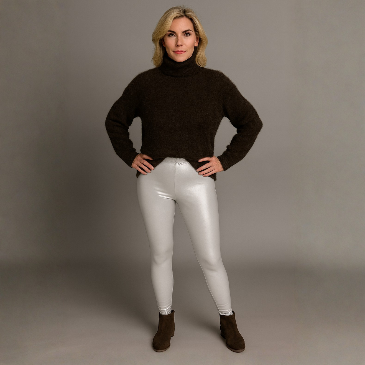 Wetlook High Rise Stretchy Leggings