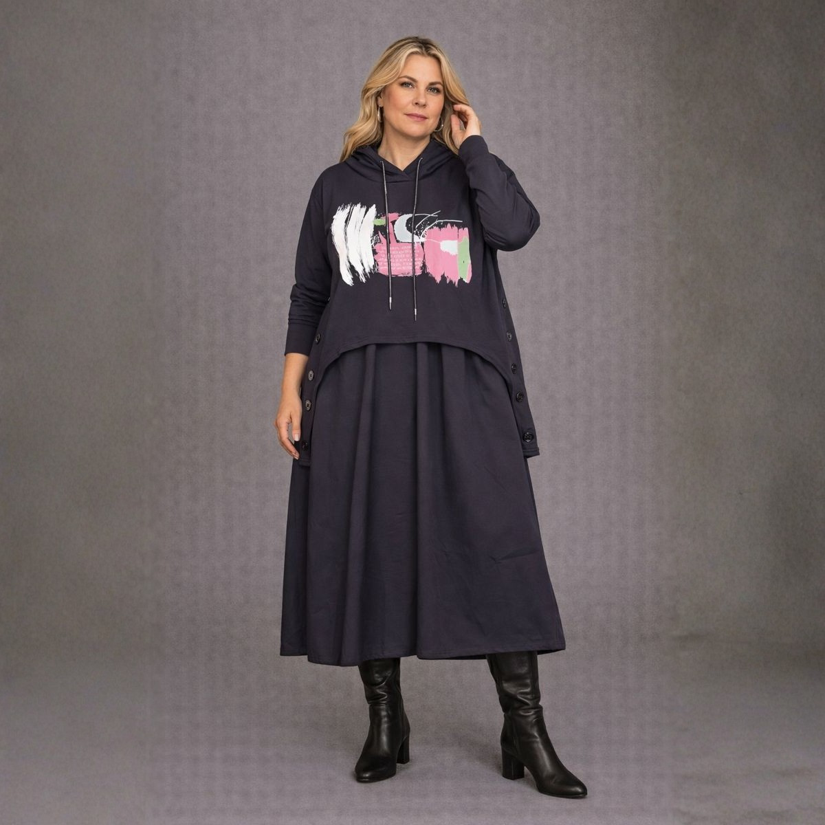 Paint Splash Dress With Over Top and Hood