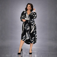 Black & White Brush Stroke Shirt Dress with Hood