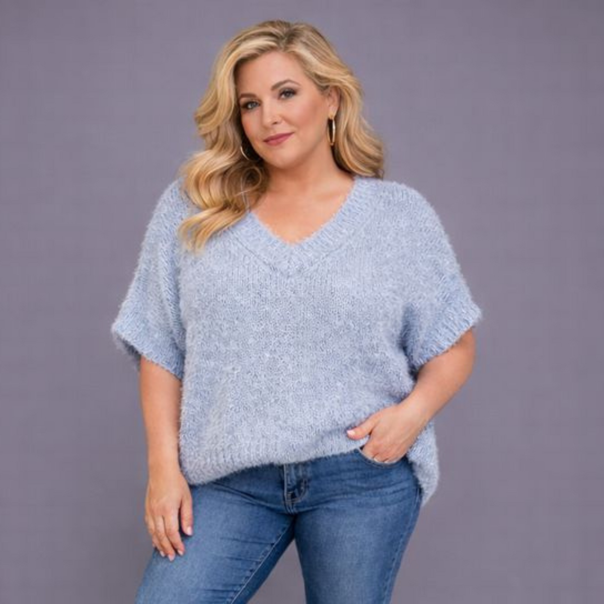 Super Soft Drop Shoulder V Neck Jumper