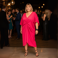 Knot Front V-Neck Dress