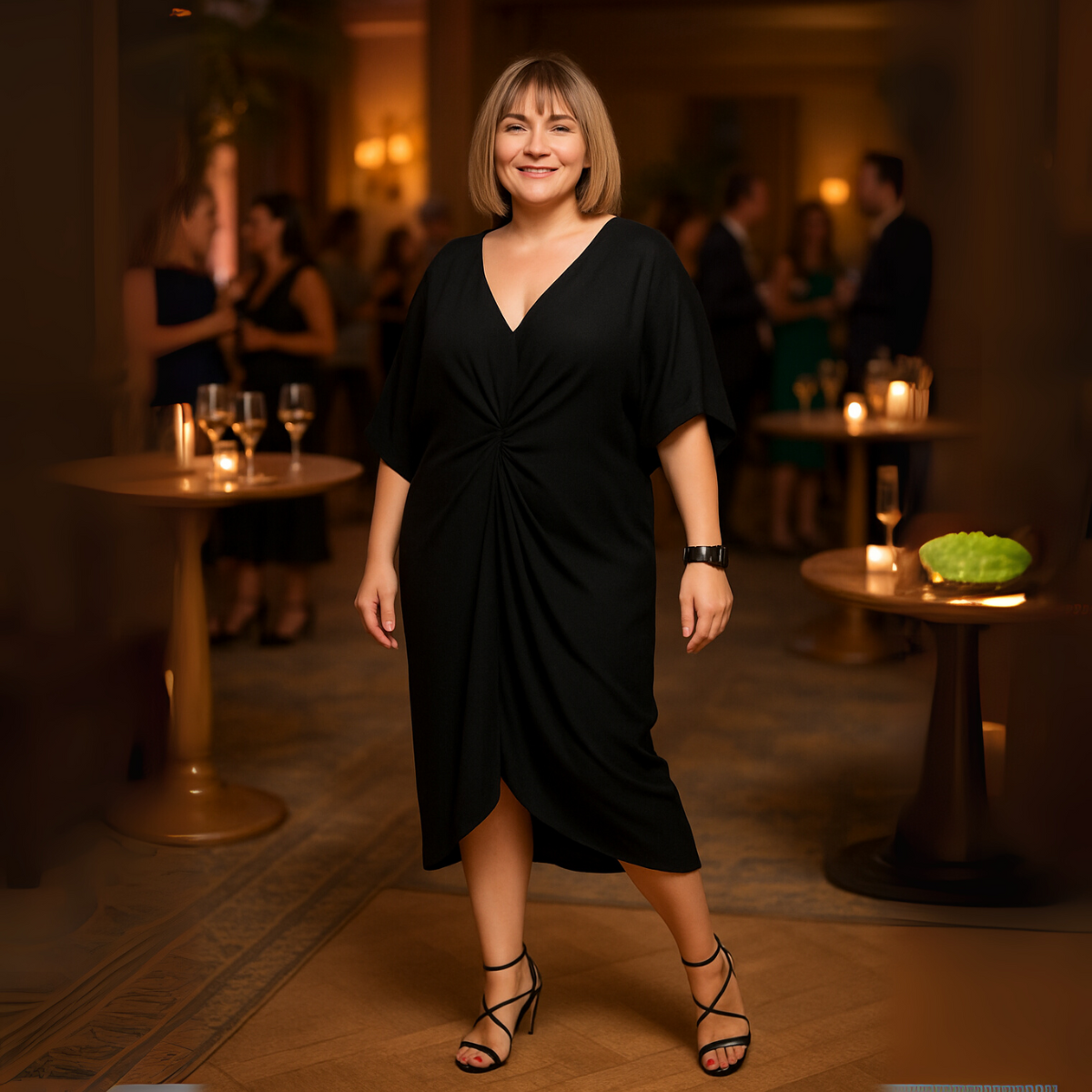 Knot Front V-Neck Dress