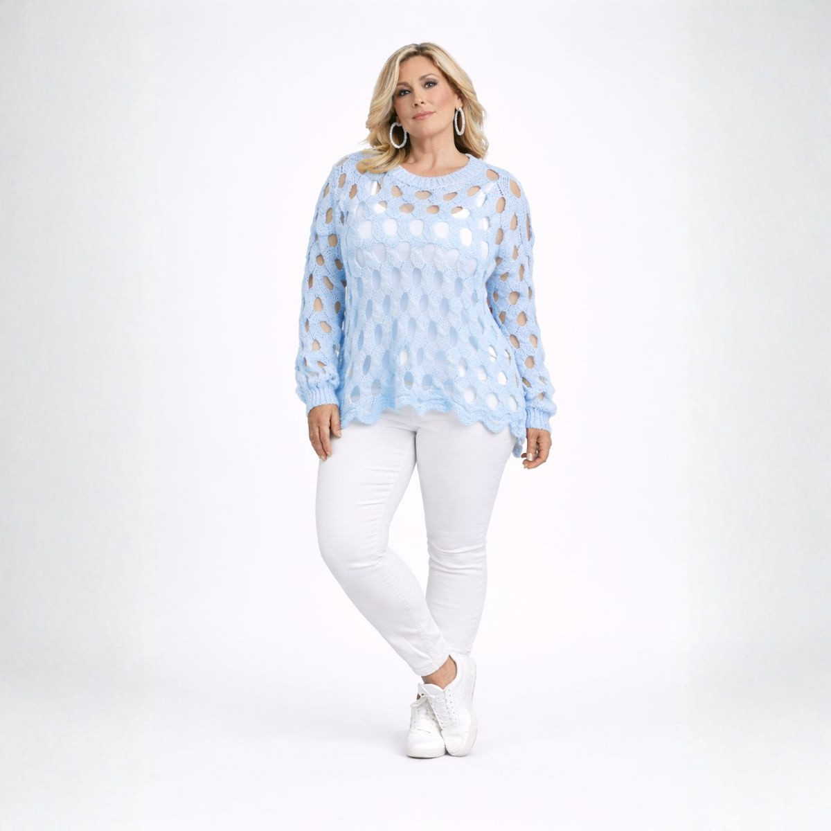 Luxury Scallop Hem Jumper with Holes