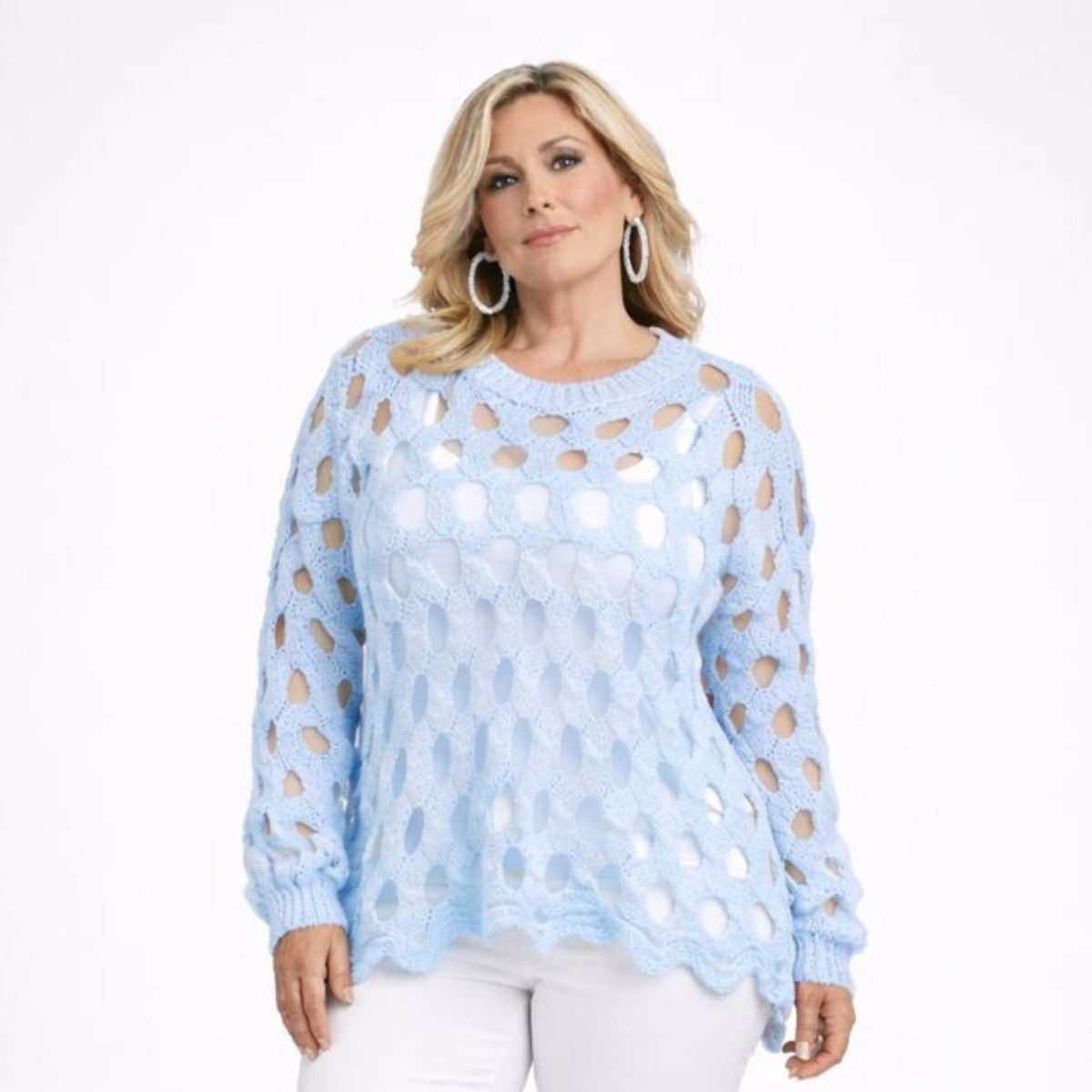 Luxury Scallop Hem Jumper with Holes