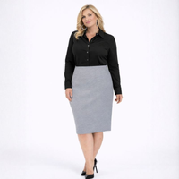 Plain Elastic Waist Fitted Pencil Skirt