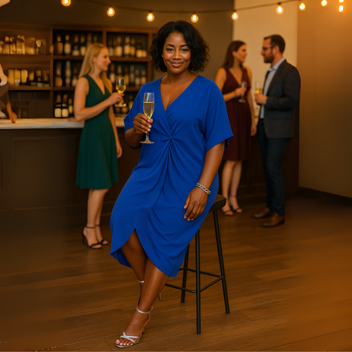 Knot Front V-Neck Dress