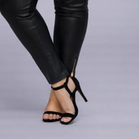 Black Wetlook Leggings with Ankle Zips