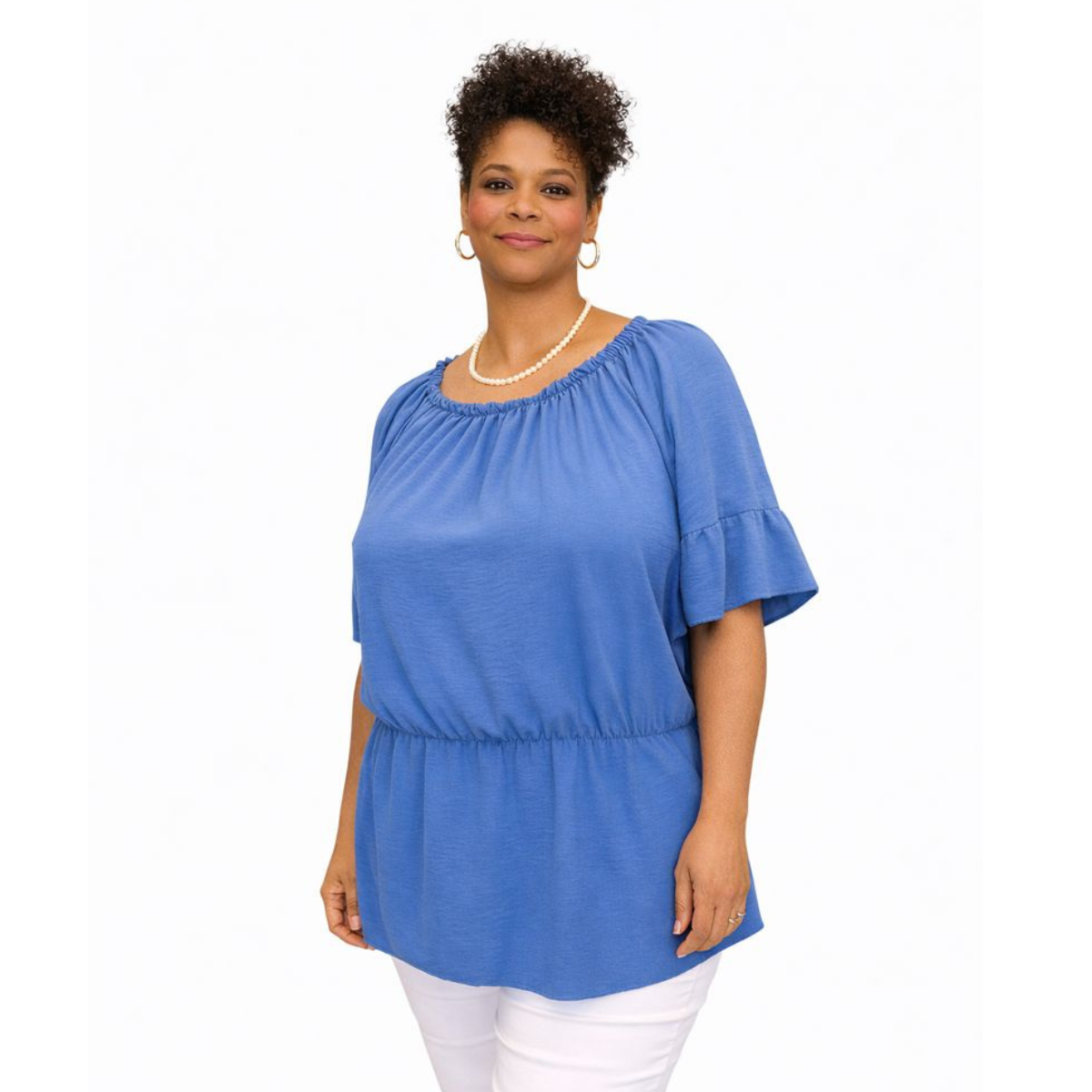 Peplum Brightly Coloured Off-Shoulder Blouse