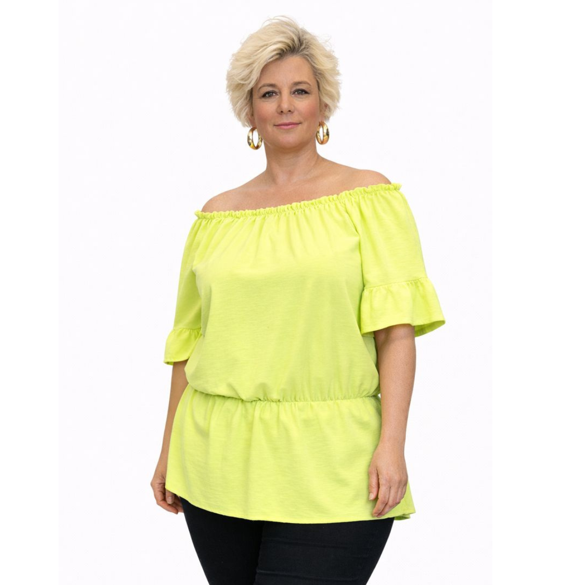 Peplum Brightly Coloured Off-Shoulder Blouse