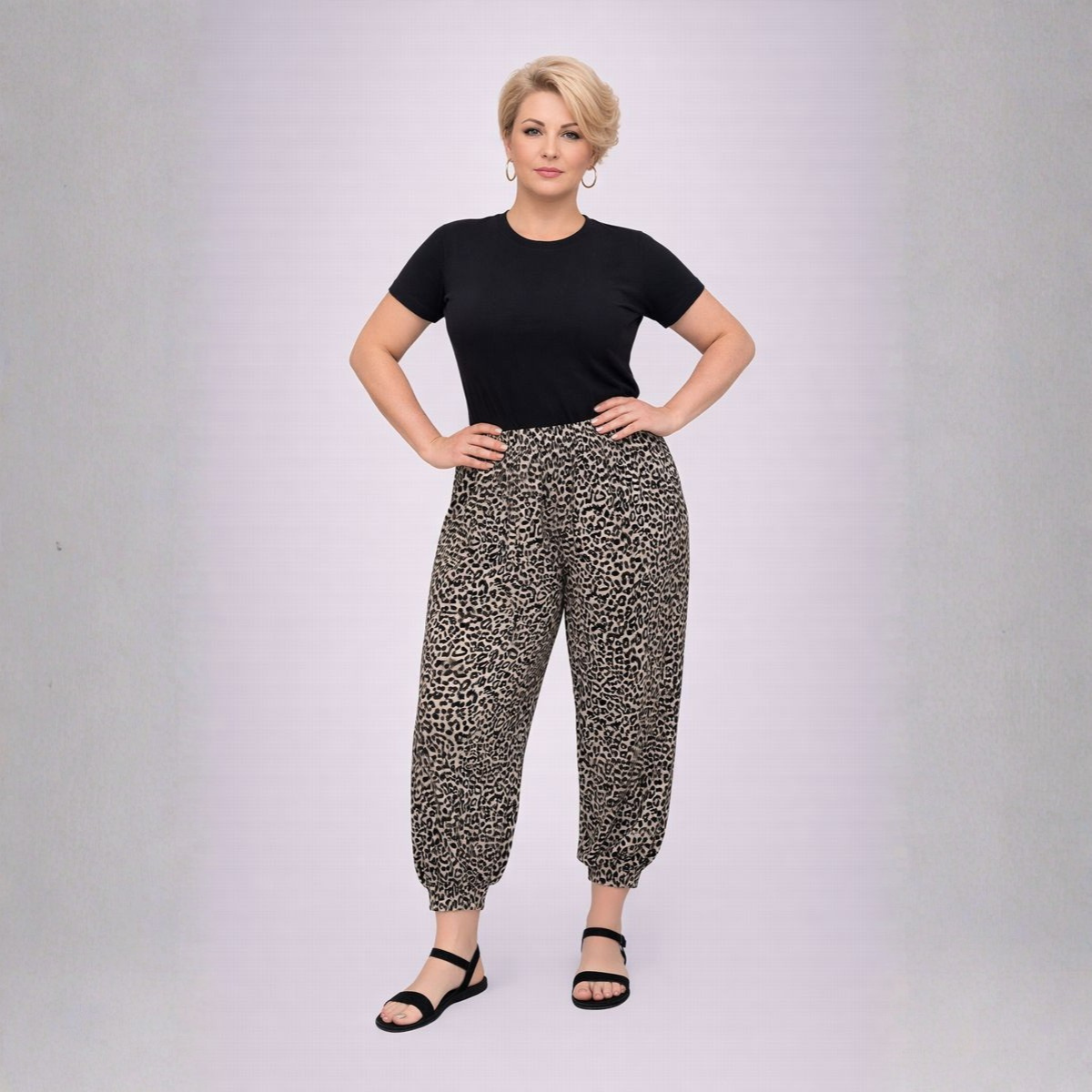 Leopard Print High Waist Harem Pants