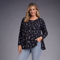 Fine Knitted Leaf Print A-line Swing top / Jumper