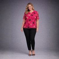 Embroidered Lace Short Sleeve Blouse