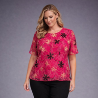 Embroidered Lace Short Sleeve Blouse