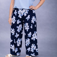 Lily Print Wide Leg Elastic Waist Palazzo Trousers