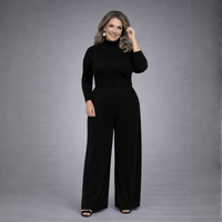 Plain Elasticated Waist Wide Leg Palazzo Trousers