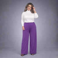 Plain Elasticated Waist Wide Leg Palazzo Trousers